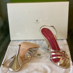 Kate Spade Hazel Gold Specchio Strappy Heels Size 5 NEW